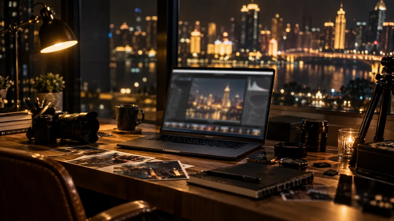 夜景照片与调色工作空间