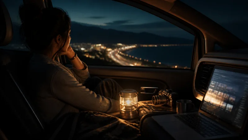 夜色中的车窗旅行